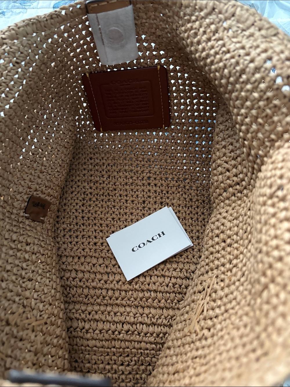 Coach Woven Straw Tote in Tan - Picture 5 of 6